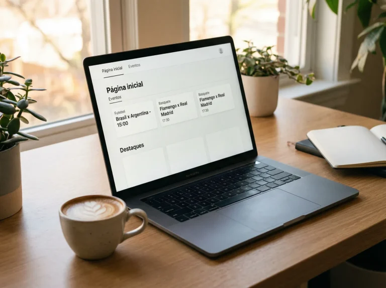 Ecrã de portátil com a página inicial de uma plataforma de apostas desportivas online